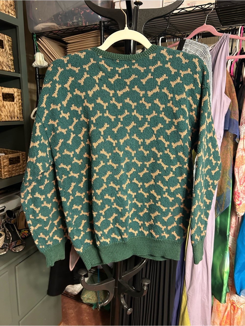 Vintage 1987 Dia North of Boston Dog Bone Cardigan Sweater S - Picture 3 of 11
